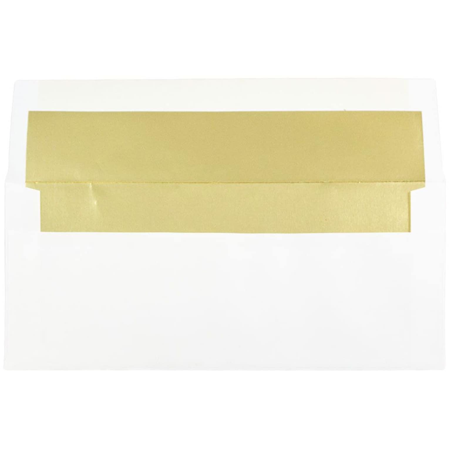 JAM Paper #10 Business Foil Lined Envelopes, 4 1/8 x 9 1/2, White with Gold Foil, 25/Pack (95165)