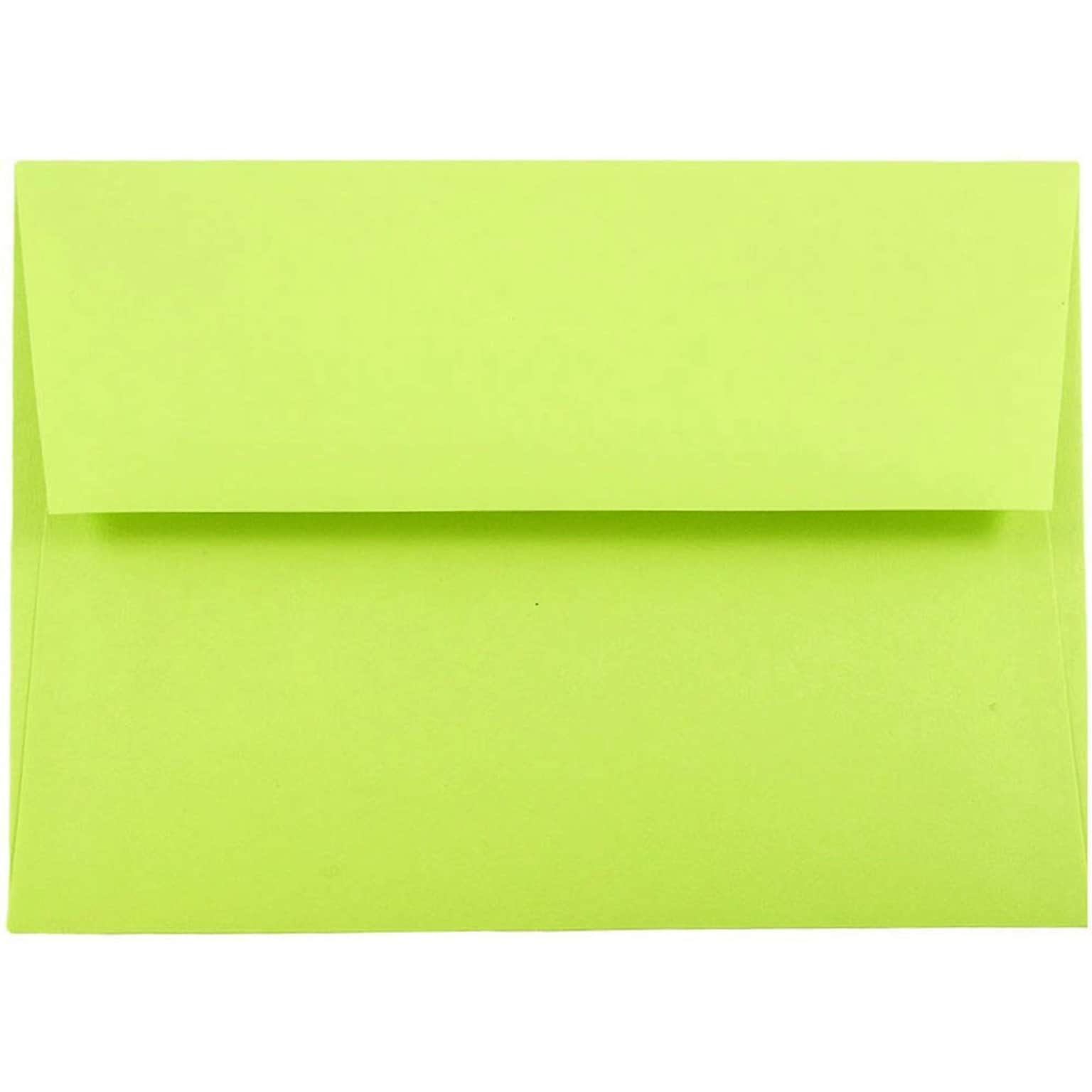 JAM Paper® A7 Colored Invitation Envelopes, 5.25 x 7.25, Ultra Lime Green, Bulk 1000/Carton (96151B)