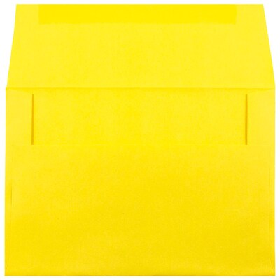 JAM Paper A8 Colored Invitation Envelopes, 5.5 x 8.125, Yellow Recycled, 50/Pack (96334I)