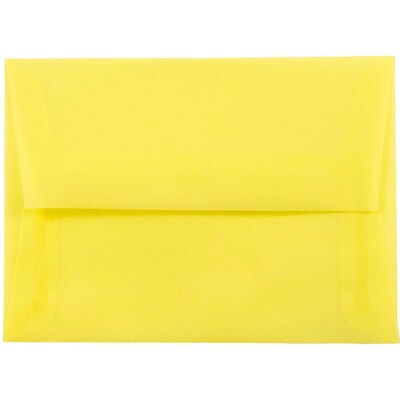 JAM Paper A6 Translucent Vellum Invitation Envelopes, 4.75 x 6.5, Primary Yellow, 25/Pack (1591712)