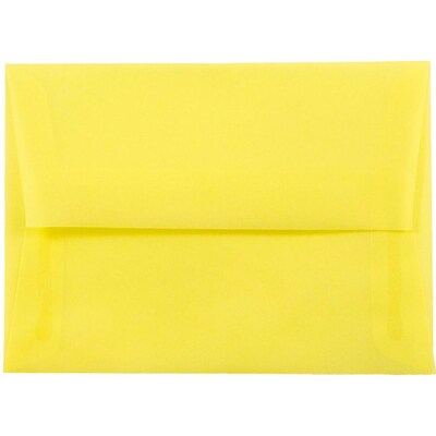 JAM Paper® A6 Translucent Vellum Invitation Envelopes, 4.75 x 6.5, Primary Yellow, 50/Pack (1591712I