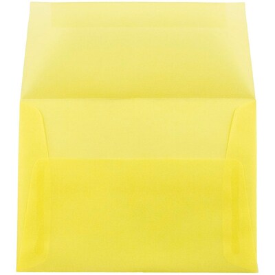 JAM Paper® A6 Translucent Vellum Invitation Envelopes, 4.75 x 6.5, Primary Yellow, 50/Pack (1591712I)