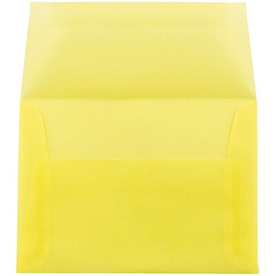 JAM Paper A6 Translucent Vellum Invitation Envelopes, 4.75 x 6.5, Primary Yellow, 25/Pack (1591712)