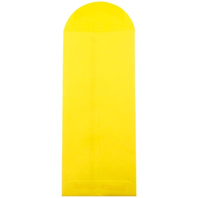 JAM Paper Open End #12 Currency Envelope, 4 3/4 x 11, Yellow Brite Hue, 50/Pack (3156400I)