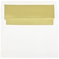 JAM Paper® A8 Foil Lined Invitation Envelopes, 5.5 x 8.125, White with Gold Foil, 50/Pack (3243664I)