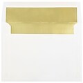 JAM Paper® 6 x 8 Foil Lined Booklet Envelopes, White with Gold Lining, 25/pack (3243667)