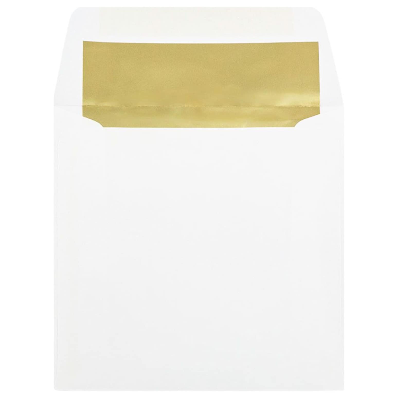JAM Paper® 6 x 6 Square Foil Lined Invitation Envelopes, White with Gold Foil, 25/Pack (3244689)