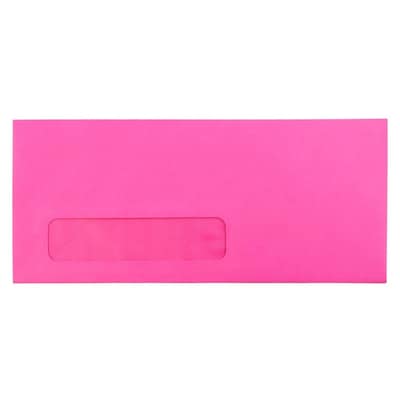 JAM Paper #10 Business Window Envelope, 4 1/8 x 9 1/2, Ultra Fuchsia Pink, 1000/Carton (5156479B)