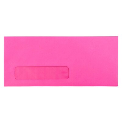 JAM Paper #10 Business Window Envelope, 4 1/8 x 9 1/2, Ultra Fuchsia Pink, 25/Pack (5156479)