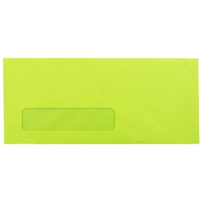 JAM Paper #10 Business Window Envelope, 4 1/8 x 9 1/2, Ultra Lime Green, 500/Pack (5156480H)