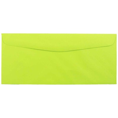 JAM Paper Open End #10 Window Envelope, 4 1/8 x 9 1/2, Ultra Lime Green, 50/Pack (5156480I)