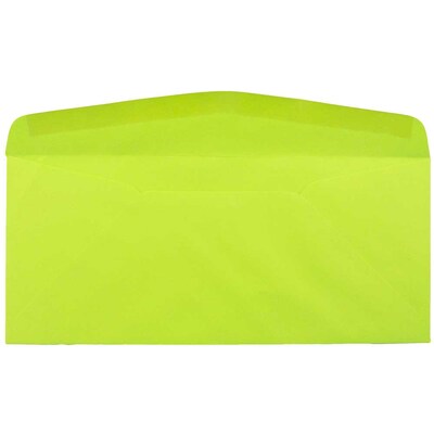 JAM Paper Open End #10 Window Envelope, 4 1/8" x 9 1/2", Ultra Lime Green, 50/Pack (5156480I)