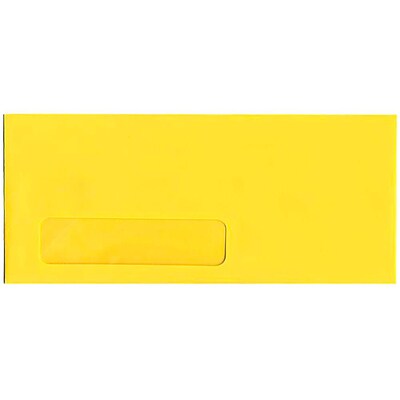 JAM Paper® #10 Business Window Envelopes, 4.125 x 9.5, Yellow Recycled, Bulk 500/Box (5156482H)