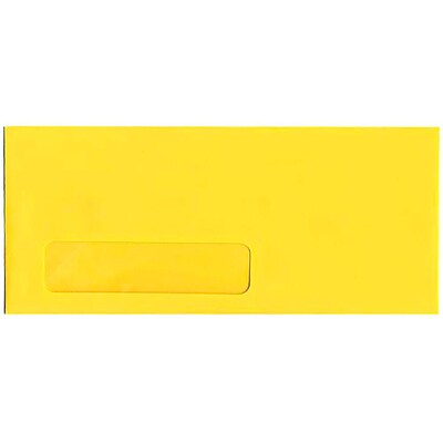 JAM Paper #10 Business Window Envelope, 4 1/8 x 9 1/2, Yellow, 50/Pack (5156482I)