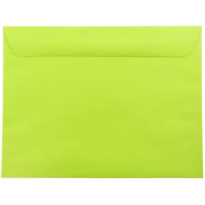 JAM Paper 9 x 12 Booklet Colored Envelopes, Ultra Lime Green, 25/Pack (5156771)