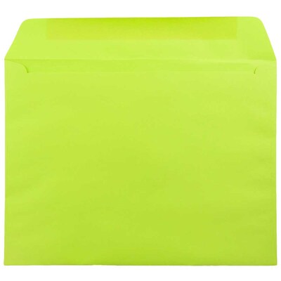 JAM Paper 9 x 12 Booklet Colored Envelopes, Ultra Lime Green, 25/Pack (5156771)