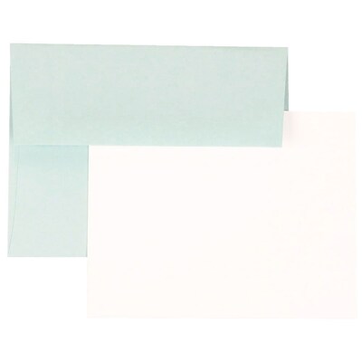 JAM Paper® Blank Greeting Cards Set, A2 Size, 4.38" x 5.75", Aqua Blue, 25/Pack (304624574)