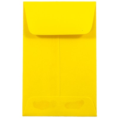 JAM Paper #1 Coin Business Colored Envelopes, 2.25 x 3.5, Yellow Recycled, 25/Pack (353127843)
