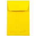 JAM Paper® #1 Coin Business Colored Envelopes, 2.25 x 3.5, Yellow Recycled, Bulk 500/Box (353127843H)