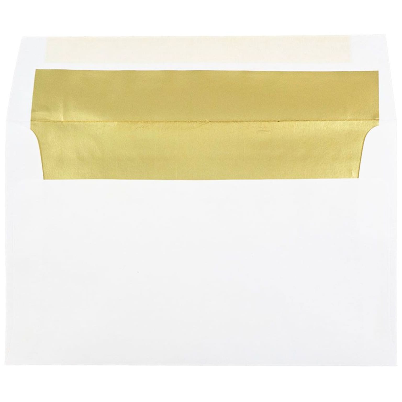 JAM Paper A10 Foil Lined Invitation Envelopes, 6 x 9.5, White with Gold Foil, Bulk 250/Box (900905660H)