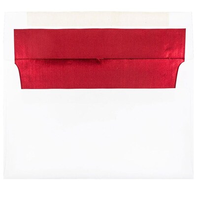 JAM Paper A10 Foil Lined Invitation Envelopes, 6 x 9.5, White with Red Foil, 25/Pack (900905662)
