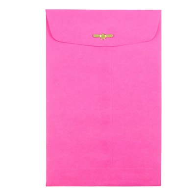 JAM Paper 6 x 9 Open End Catalog Colored Envelopes with Clasp Closure, Ultra Fuchsia Pink, 10/Pack