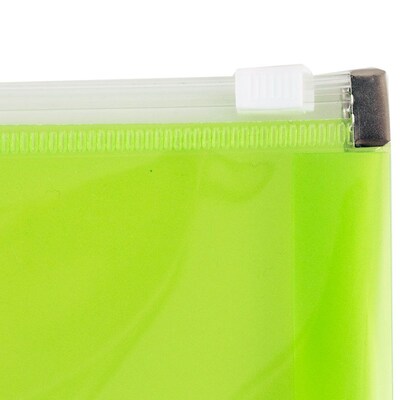 JAM Paper® Plastic Envelopes with Zip Closure, Letter Booklet, 9.5 x 12.5, Lime Green Poly, 12/pack (218Z1LI)