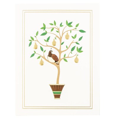 JAM Paper® Christmas Holiday Cards Set, Partridge in a Pear Tree, 25/pack (52614492Y)