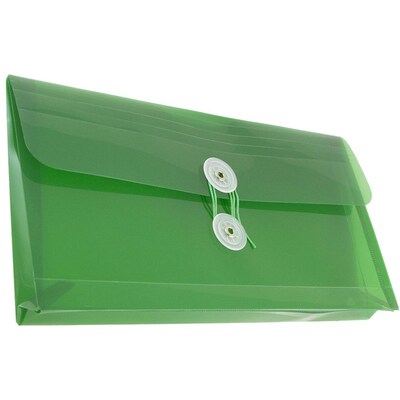 JAM Paper® Plastic Envelopes with Button and String Tie Closure, #10 Business Booklet, 5.25 x 10, Gr