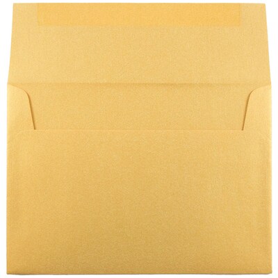 JAM Paper A7 Metallic Invitation Envelopes, 5.25 x 7.25, Stardream Gold, 50/Pack (GCST708I)