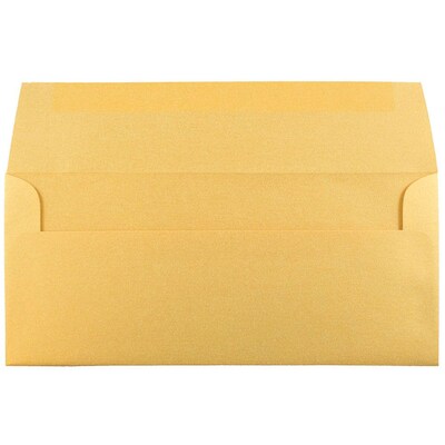 JAM Paper Open End #10 Business Envelope, 4 1/8 x 9 1/2, Metallic Gold, 50/Pack (SD5360 07I)