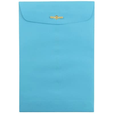 JAM Paper 6 x 9 Open End Catalog Colored Envelopes with Clasp Closure, Blue Recycled, 100/Pack (V0128123)