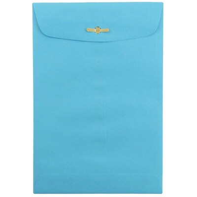 JAM Paper 6" x 9" Open End Catalog Colored Envelopes with Clasp Closure, Blue Recycled, 10/Pack (V0128123B)