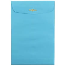 JAM Paper 6 x 9 Open End Catalog Colored Envelopes with Clasp Closure, Blue Recycled, 100/Pack (V012