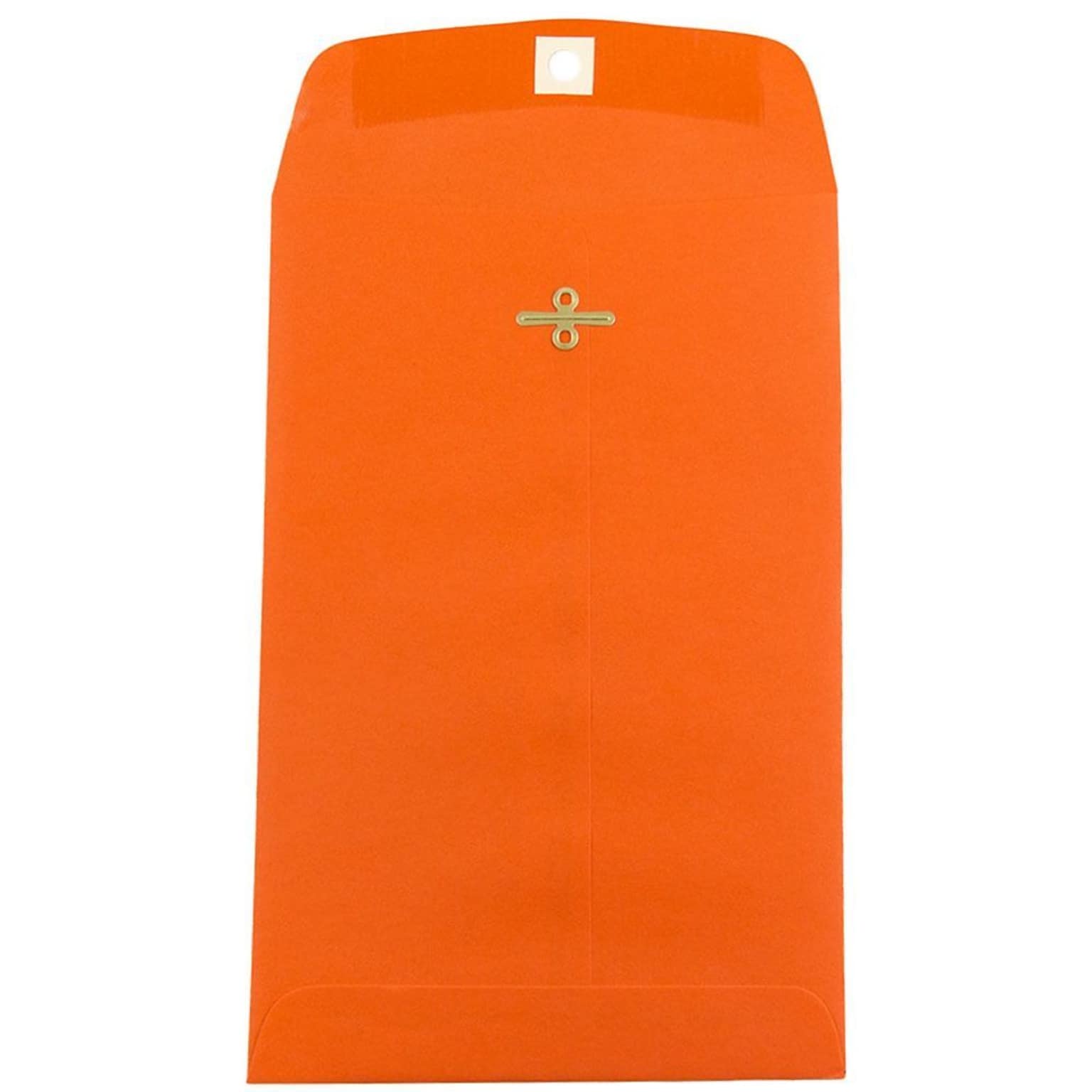 JAM Paper® 6 x 9 Open End Catalog Colored Envelopes with Clasp Closure, Orange Recycled, 10/Pack (V0128127B)
