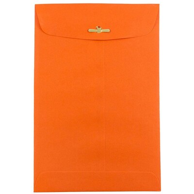 JAM Paper Open End Clasp Catalog Envelopes, 6 x 9, Orange Recycled, 100/Pack (V0128127)