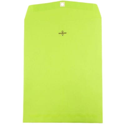 JAM Paper 10 x 13 Open End Catalog Colored Envelopes with Clasp Closure, Ultra Lime Green, 10/Pack