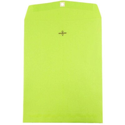 JAM Paper® 10 x 13 Open End Catalog Colored Envelopes with Clasp Closure, Ultra Lime Green, 10/Pack