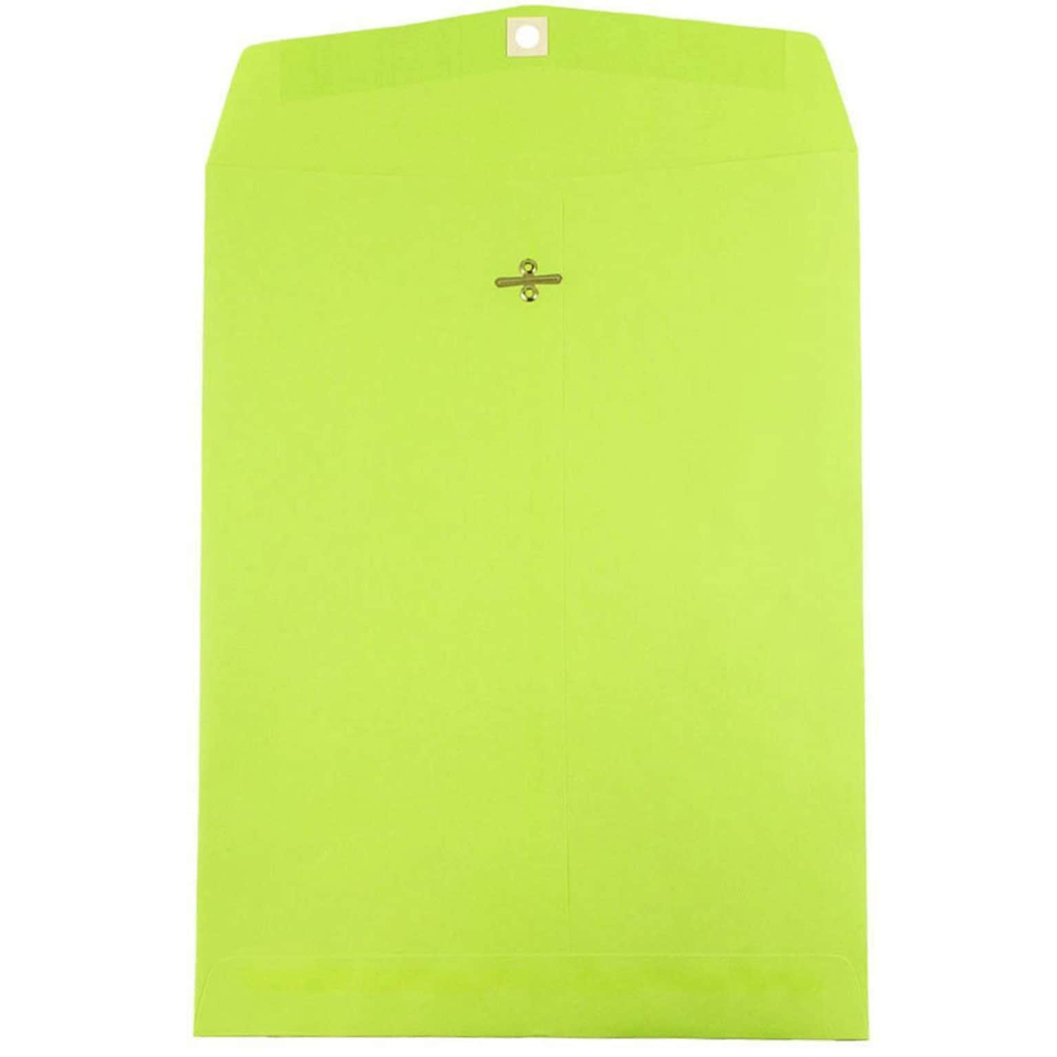JAM Paper 10 x 13 Open End Catalog Colored Envelopes with Clasp Closure, Ultra Lime Green, 10/Pack (V0128186B)