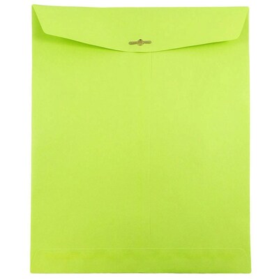 JAM Paper 10" x 13" Open End Catalog Colored Envelopes with Clasp Closure, Ultra Lime Green, 10/Pack (V0128186B)