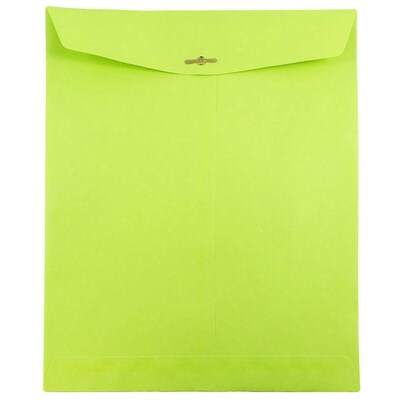 JAM Paper® 10 x 13 Open End Catalog Colored Envelopes with Clasp Closure, Ultra Lime Green, 10/Pack