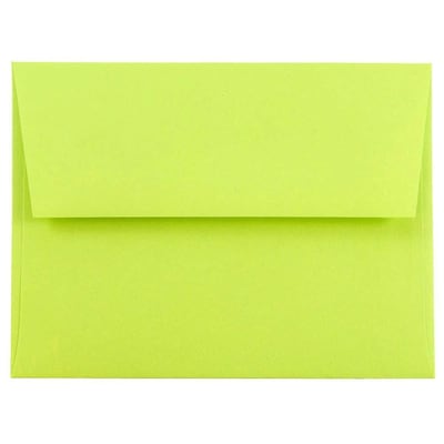 JAM Paper A2 Colored Invitation Envelopes, 4.375 x 5.75, Ultra Lime Green, 25/Pack (WDBH610)