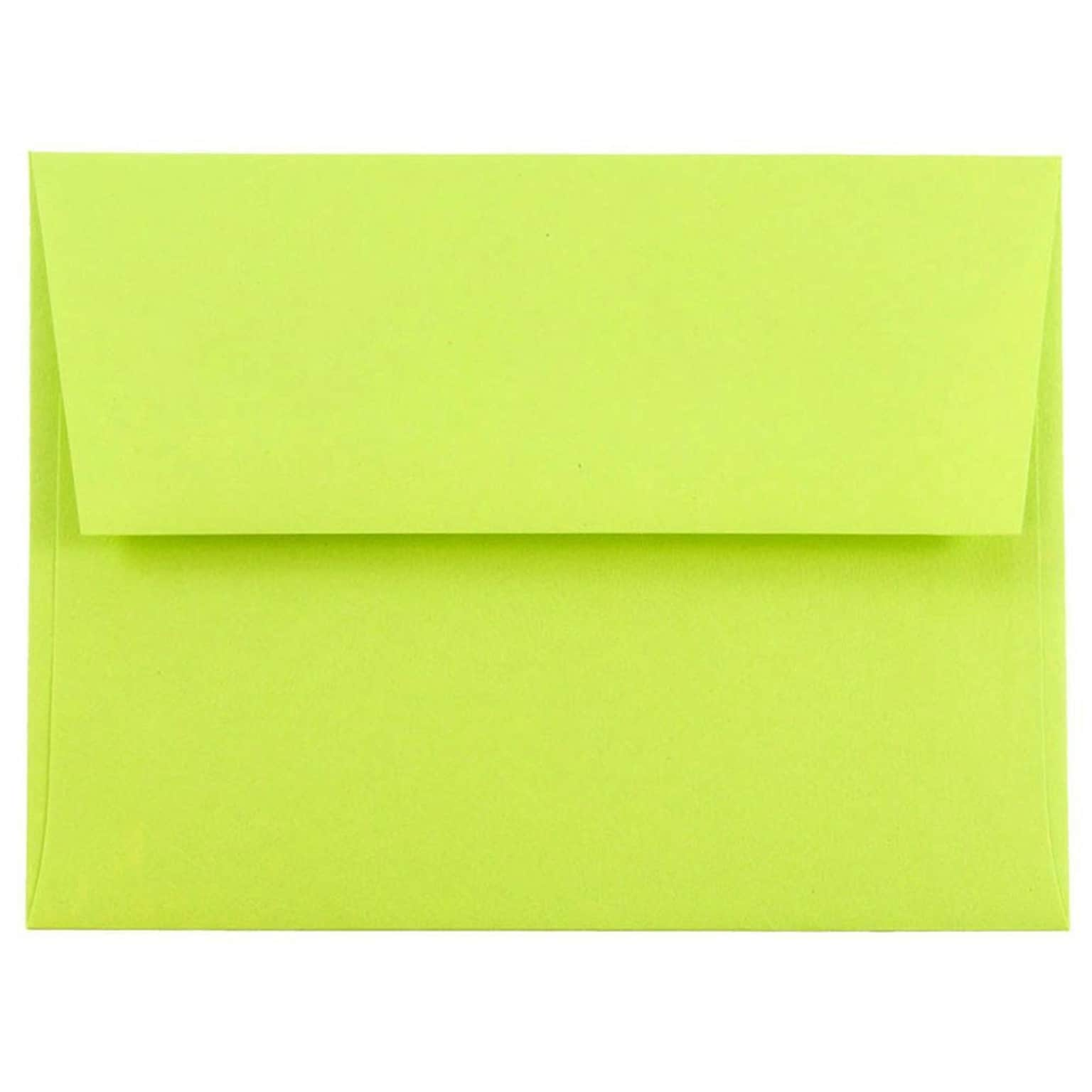 JAM Paper A2 Colored Invitation Envelopes, 4.375 x 5.75, Ultra Lime Green, 50/Pack (WDBH610I)