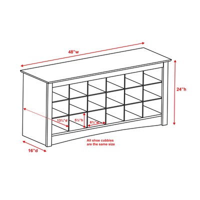 Prepac™ Composite Wood Shoe Storage Cubbie Bench, Espresso