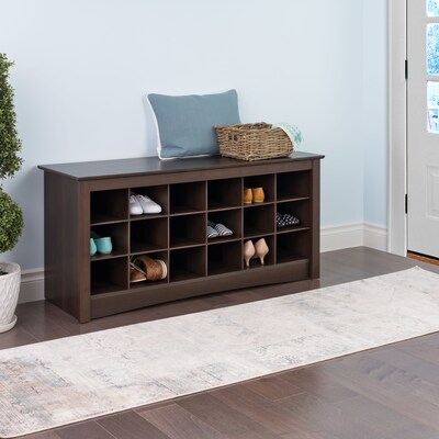 Prepac™ Composite Wood Shoe Storage Cubbie Bench, Espresso