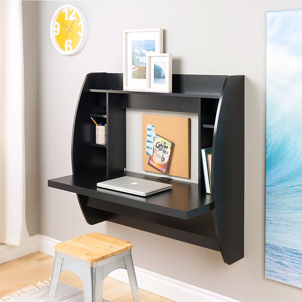 Prepac 42 W L-Shape Metal Contemporary Wall Mounted Desk, Black (BEHW-0200-1)