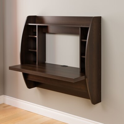 Prepac 42 W L-Shape Metal Transitional Wall Mounted Desk, Espresso (EEHW-0200-1)