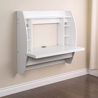 Prepac 42" Wall Mounted Floating Desk with Storage, White (WEHW-0200-1)