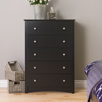 Prepac™ 45.25" Sonoma 5 Drawer Chest, Black (BDC-3345-K)