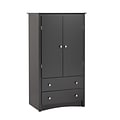 Prepac™ Sonoma Composite Wood 2 Drawer Armoire, Black